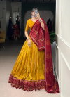 Yellow Colour Gauri Tussar Silk With Bandhej Print With Gotta Patti Lace Lehenga With Blouse Dupatta LNB1250